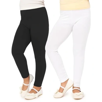 Imagen de Merry Style Leggins Mallas Pantalones Largos Ropa Deportiva Niña MS10 130(Negro/Blanco(2Pack), 146 cm)