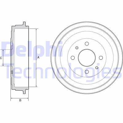 Imagen de DELPHI BF528 Tambor de Freno sin anillo sensor ABS, cojinete rueda 250 LANCIA: Ypsilon II