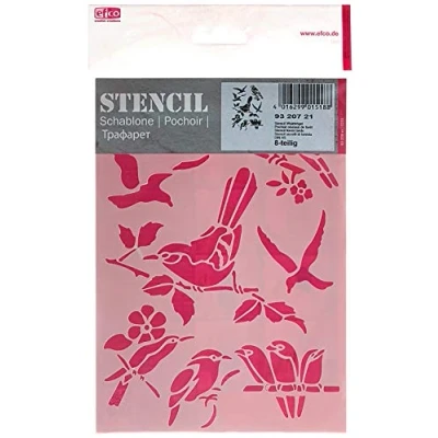 Imagen de Efco Plantilla plástico con 8 diseños de Aves, Transparente, tamaño A5