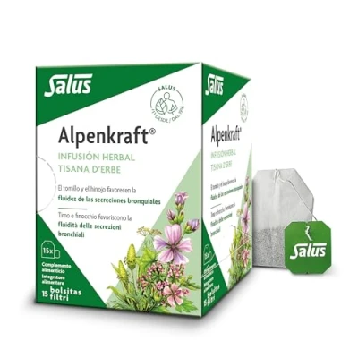 Imagen de Salus Alpenkraft Infusión Herbal 15 Sobres Cuida y Protege las Vías Respiratorias Elaborado con una Selecta Mezcla de 7 Plantas Medicinales Complemento Alimenticio