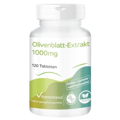 Imagen de Extracto de Hoja Olivo 1000 mg Vegano 120 Comprimidos 20% Oleuropeína Olea Europaea Vitaminas C y E Vitamintrend®