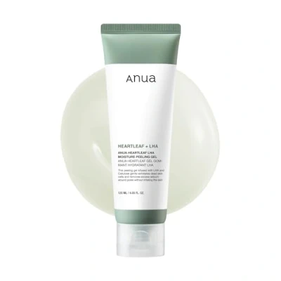 Imagen de ANUA Gel exfoliante hidratante Heartleaf LHA, limpiador y suave con revitaliza, elimina las células muertas de la piel, suaviza textura calmante, 4,05 fl oz (120 ml)
