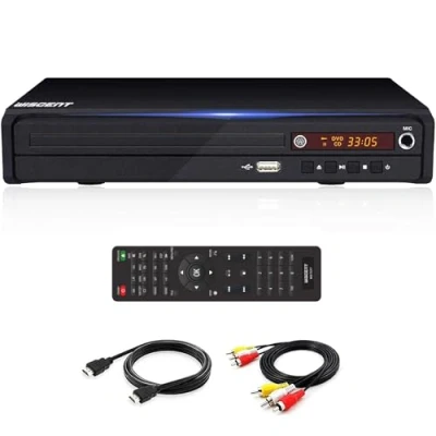 Imagen de Reproductor de DVD para TV,Full HD 1080P, HDMI Output, Gratuito Todas Las regiones, Mini Compacto CD y MP3, con Cable TV, Puerto USB, Control Remoto, (no blueray)