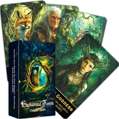 Imagen de QCFQCF Baraja de oráculo del bosque encantado, cartas para principiantes, descubre la sabiduría mística y los secretos naturaleza orientación espiritual transformación
