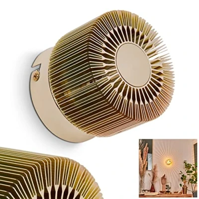 Imagen de hofstein Lámpara de pared Cantoni, aplique redondo metal en dorado, 1 llama, x G9, lectura moderna con gran efecto luminoso, sin bombilla(s)