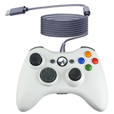 Imagen de OSTENT Mando con Cable USB Gamepad Joystick para Microsoft Xbox 360 Consola Windows PC Ordenador Portátil Videojuegos Color Blanco