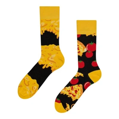 Imagen de Dedoles Calcetines Unisex Hombre Mujer y Niños Algodón muchos diseños divertidos diferente izquierda derecha, color: Amarillo, diseño: Pizza de queso, tamaño: 35 38