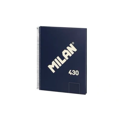 Imagen de MILAN® Cuaderno A4 con espiral y tapa dura, 80 hojas blancas de 95 gr/m², colección 430 since 1918, azul