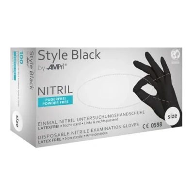 Imagen de Guantes de nitrilo, negros, 100 unidades/caja, talla M, sin polvo, Style Black Med Comfort: desechables nitrilo disponibles en tallas XS, S, L, XL, XXL…