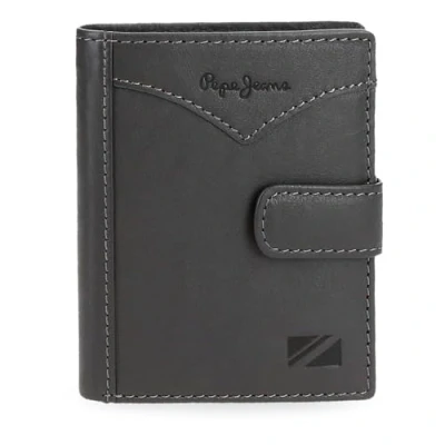 Imagen de Pepe Jeans Jacket Cartera Vertical con Cierre de Clic Gris 8,5x10,5x1 cms Piel by Joumma Bags