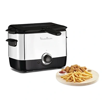 Imagen de Freidora Moulinex AF 2200 Minifrito, Potencia 1000 W, Capacidad 1 l, Termostato regulable de hasta 190 ºC, Acero Inoxidable, Gris