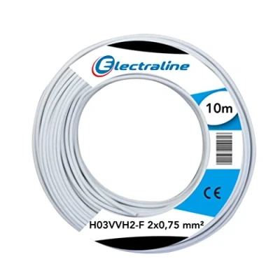 Imagen de Electraline 10901, Cable para Extensiones H03VVH2 F, Sección 2x0,75 mm, 10 mt, Blanco
