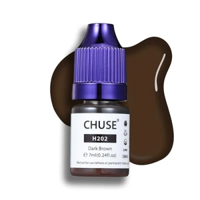 Imagen de CHUSE Pigmentos líquidos híbridos para cejas PMU, 0,24 oz/7 ml (H202 Marrón oscuro)