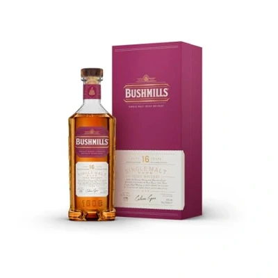 Imagen de Bushmills Whiskey Irlandés 16 años Single Malt Triple Destilado Whisky Premium Madurado en barrica de Bourbon y Bota Jerez según la tradición desde 1608 700ml 40º