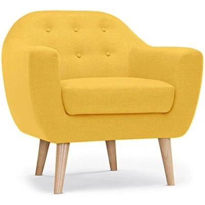 Imagen de Menzzo Savoy Sillón escandinavo, Tela, Amarillo, 79 x 78 73 cm