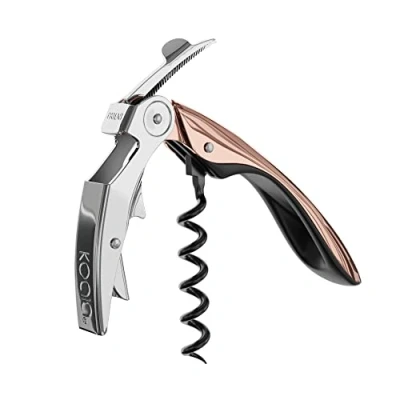 Imagen de Koala Spain Sacacorchos High Tech de Dos Tiempos, Pestaña Automática Patentada, Cromado Oro Rosa, Pulido a Mano
