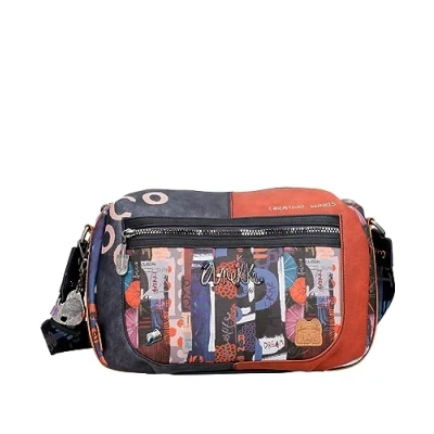 Imagen de Anekke Bandolera de Mujer Grande Polipiel para con Correa Ajustable y Cierres Cremallera Contemporary Accesorios Complementos Medidas 33x23x17 cm
