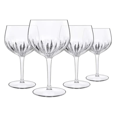 Imagen de Luigi Bormioli Mixology Gin Gasses Set de 4 Son.hyx Cristal Altamente resistente a la rotura, apto para lavavajillas, fabricado en Italia, vidrio, 27 onzas líquidas, transparente