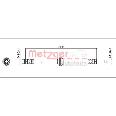 Imagen de METZGER 4112065 Latiguillos de Freno Eje trasero izquierda, trasero, derecha 305 M10x1