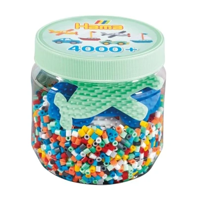 Imagen de Hama Maceta verde 4000 cuentas + 3 placas Perlas para planchar tamaño Midi Ocio creativo