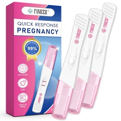 Imagen de 3 Pieza Test de Embarazo,Test Embarazo Ultrasensible,Envueltas Individualmente Selladas Prueba Embarazo,Prueba Rápido hCG Orina,Prueba Temprana Alta Sensibilidad