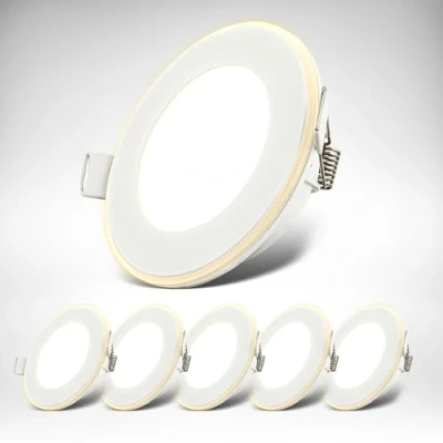 Imagen de B.K.Licht Juego de 6 focos empotrables LED 230V con función luz nocturna, superficies y anillos conmutables por separado, memoria, plano, techo, empotrables,68mm,93x30mm