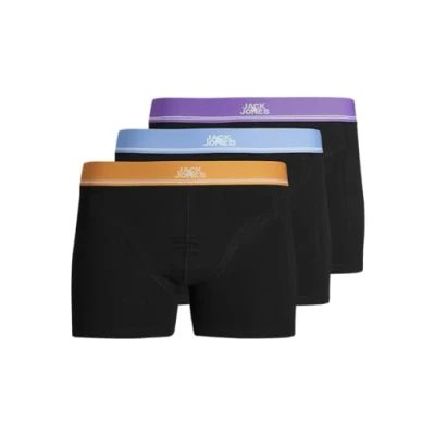 Imagen de JACK &amp; JONES Jackonga Solid Trunks 3 Pack Bóxer, Deep Lavender/Pack:Black Black, M para Hombre