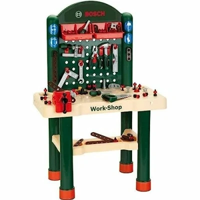 Imagen de Theo Klein 8461, Taller de 82 piezas, Con superficie trabajo imitación a madera, alicates, lima, martillo, Medidas 67.5 cm x 38.5 102 cm, Juguete para niños partir 3 años