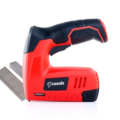 Imagen de Casals Grapadora Clavadora Eléctrica sin Cable 4v 1300mAh 2en1 40 impactos/min Grapas (tipo 53) Clavos 47) Deposito Extraible Mango Goma Ergonómico Batería Cargador USB