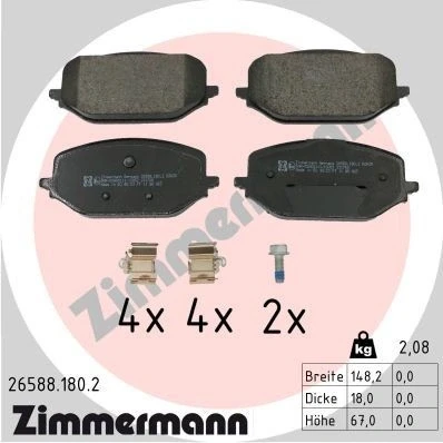 Imagen de ZIMMERMANN 26588.180.2 Juego de pastillas freno CITROËN: Berlingo, Berlingo Furgón, PEUGEOT: 508 II, II SW, Partner III Furgón