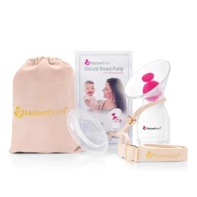 Imagen de Colector de leche materna/Sacaleches NatureBond. Extractor silicona, con tapa todo en uno, bolsa transporte, sellado al vacío, Sin BPA. 100% silicona grado alimenticio