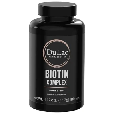 Imagen de Dulàc Biotina para Cabello, Uñas y Piel, 180 Tabletas, Vitaminas con Biotina, Zinc, Selenio, Vitamina C Semillas de Calabaza, 100% Made in Italy, Tratamiento 6 Meses