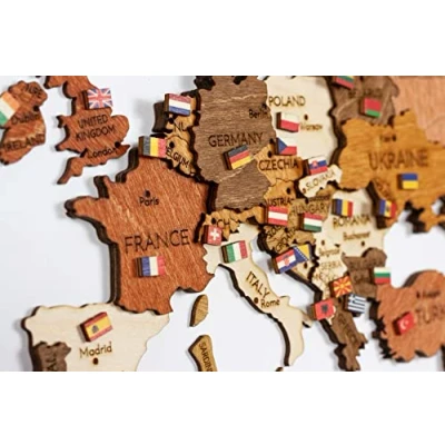 Imagen de Marcadores de Madera Banderas del Mundo (346 Piezas) Adhesivo Posterior Thumb Tacks Mapa Push Pins para tablón anuncios, Madera, Oficina