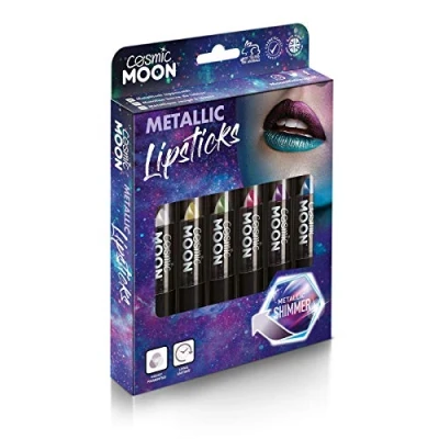 Imagen de Cosmic Moon Lápiz Labial Metálico 5g ¡Para unos labios metálicos fascinantes! Equipo de Caja Incluye: Rosa, Dorado, Azul, Verde, Plata, Púrpura