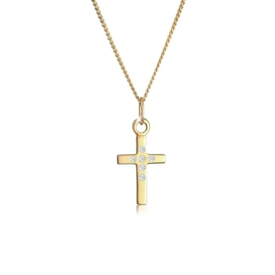 Imagen de Elli DIAMONDS Collar Mujeres Cruz de la Fe Fina con Diamante (0,03 ct.) en Oro Amarillo 585