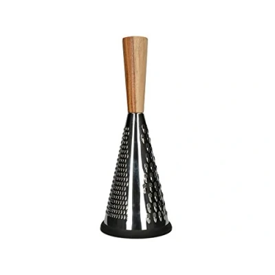 Imagen de Kitchen Craft Recipiente para Grande Estilo cónico, Rallador de Queso con Mango Madera, 5 x 13 pulgadas, Acero inoxidable, Color Plateado/Marrón, 33 cm