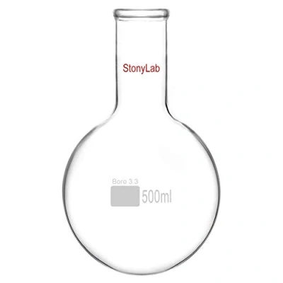 Imagen de stonylab Matraz Fondo Redondo, Cuello Largo de Redondo Pared Gruesa Cristal Borosilicato RBF con Largo, Round Bottom Flask Frascos Laboratorio 500ml