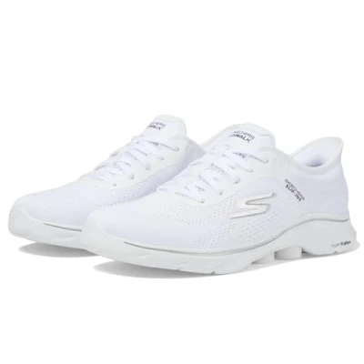 Imagen de Skechers Performance GO WALK 7 Slipin Zapatillas para caminar, Mujer, Talla: 42, White textile black trim Tela/tejido sintético