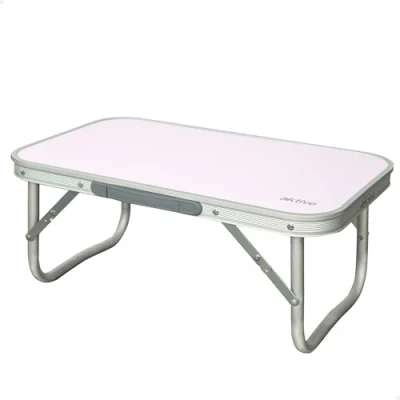 Imagen de AKTIVE mesa playa plegable, baja playa, 56x34x24cm, color malva, estructura de aluminio, tablero madera, plegable camping pequeña (52869)