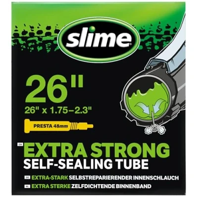 Imagen de Slime 30060 Cámara Interior de Bicicleta con Sellante Pinchazos Slime, Sellado Autónomo, Prevenir y Reparar, Válvula Presta, 47/57 559 mm (26&quot;x1,75 2,125&quot;)