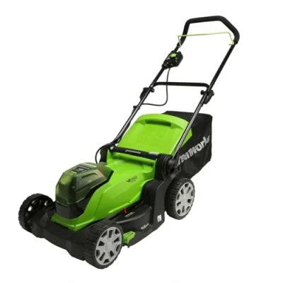 Imagen de Greenworks G24X2LM41 Cortacésped de Batería para Céspedes Hasta 440 m², Ancho Corte 41 cm, Bolsa 50L SIN Dos 2 x 24V (Equivalente a 48V) y Cargador, Garantía 3 Años