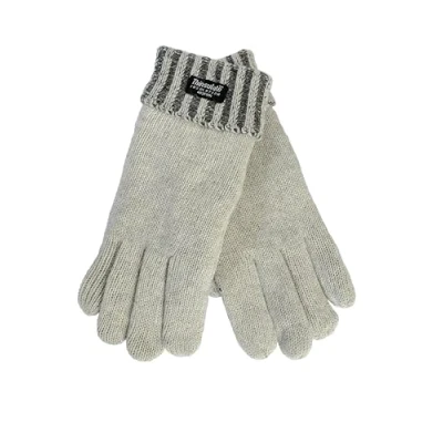 Imagen de EEM Fashion Guantes de punto para mujer, lana suave, forro térmico Thinsulate, gris y oscuro, S M