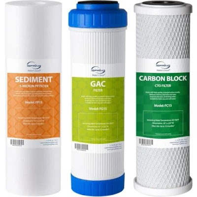 Imagen de iSpring F3 Juego de Cartuchos Filtro, Repuesto Prefiltro 6 Meses para Sistemas Estándar Ósmosis Inversa RO, Blanco