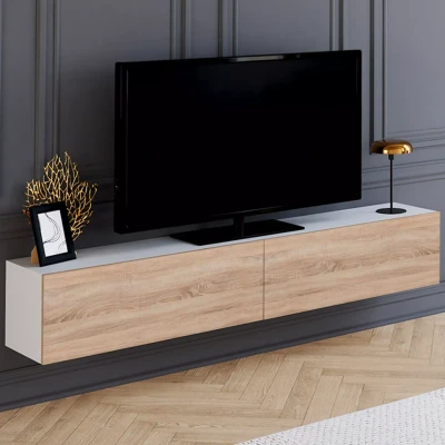 Imagen de IDMarket Elio Mueble para TV (180 cm, 2 puertas, color blanco y madera