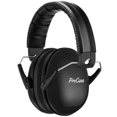 Imagen de Procase Casco Antiruido para Niño, Protección Auditiva SNR 27dB con Diadema Ajustable, Protector Oído Profesional Cancelación de Ruido Insonorizacion Estudiar Bebé Nené Infante Negro