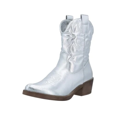 Imagen de Elara Botines Mujer Botas de Vaquero Chunkyrayan DES952 Silver PU 37