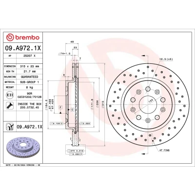 Imagen de BREMBO Disco de freno OPEL: Insignia A Sedán, Hatchback, Sports Tourer, CHEVROLET: Camaro VI Coupé, Malibu VIII 09.A972.1X
