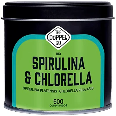 Imagen de Espirulina y Chlorella Ecológica 500 comprimidos 1500 mg por Dosis Sin Aditivos Efecto Saciante Detox Proteina Vegana Libre de Plástico