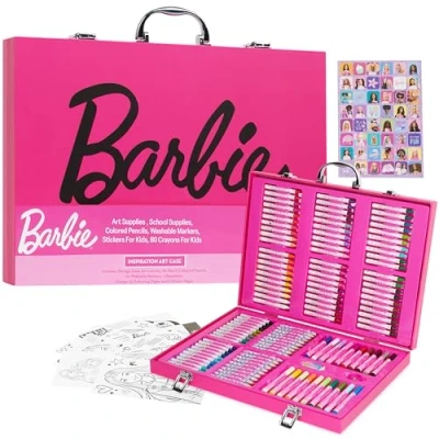 Imagen de Barbie Maletin Pinturas para Niñas, Incluye +130 Piezas de Arte Viaje o Escuela