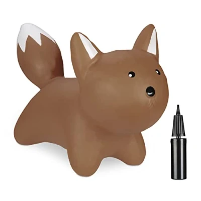 Imagen de Relaxdays Zorro Saltarín Hinchable, Juguete Zorrito Saltador, con Hinchador, Desde 3 Años, sin BPA, Infantil, Marrón, 43 x 28 70 cm
